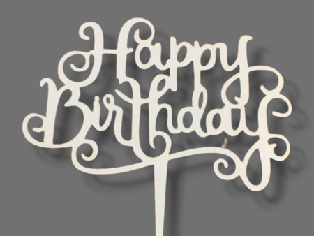 Wood topper (White)  Happy Birthday  Online Sale