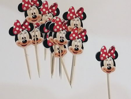 Cupcake toppers (cutout cardboard)  Minnie mouse  2 Sale