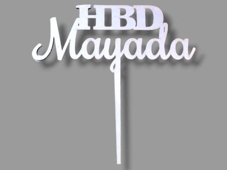 Wood topper (White)  HBD  Name   Sale