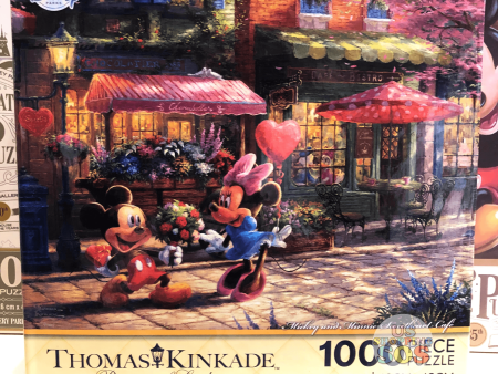 DLR - 1000 Piece Disney Parks Puzzle by Thomas Kinkade - Mickey & Minnie Sweetheart Cafe For Cheap