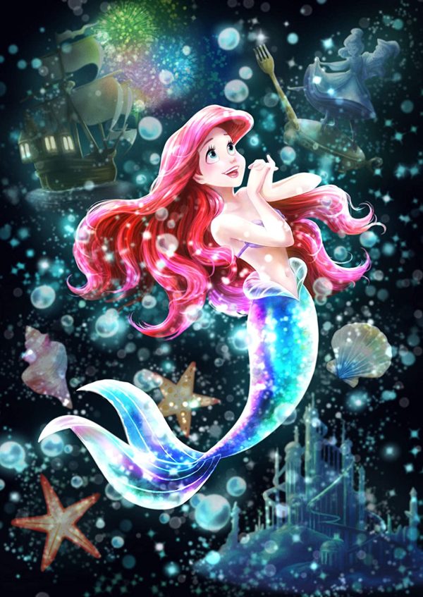 Japan Tenyo - Disney Puzzle - 266 Pieces Tight Series Stained Art - Twinkle Shower x Shining Longing World (Ariel) Fashion