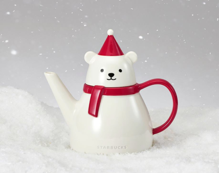 Starbucks Hong Kong - Holiday Heartwarming Series - Santa Bear shaped Tea Pot with tea infuser For Sale