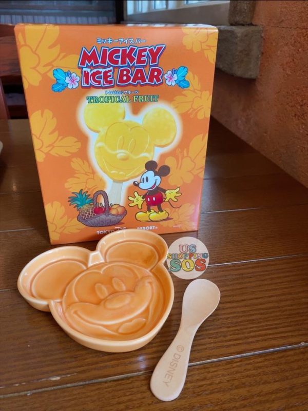 TDR - Mickey Mouse Popsicle Shaped Souvenir Plate & Spoon Set Online now