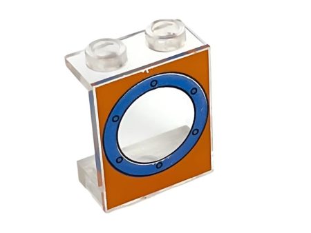 Panel 1 x 2 x 2 - Hollow Studs with Blue Porthole on Orange Background Pattern, Part# 4864bpx16 Online Sale