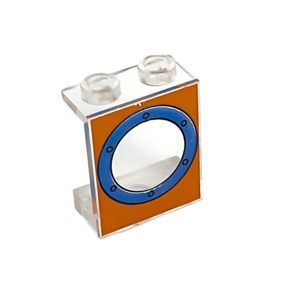 Panel 1 x 2 x 2 - Hollow Studs with Blue Porthole on Orange Background Pattern, Part# 4864bpx16 Online Sale