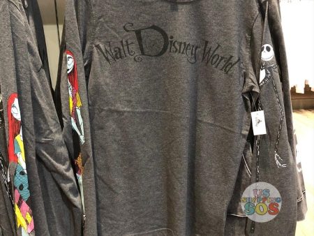 WDW - The Nightmare Before Christmas Apparel - Jack & Sally on Sleeve “Walt Disney World” Heather Grey Long Sleeve T-shirt (Adult) Fashion