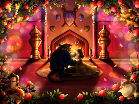 Japan Tenyo - Disney Puzzle - 500 Pieces Tight Series Pure White - Silhouette Romance x Beginning of Love (Beauty and the Beast) Supply