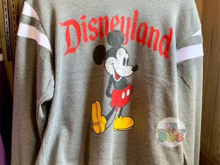 DLR - Mickey  Disneyland  Vintage Baseball Pullover (Adult) - Grey Hot on Sale