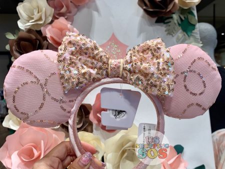 DLR - Minnie Briar Rose Gold Sequin Bow Pink Headband Fashion