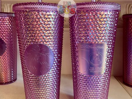 WDW - Walt Disney World 50 Earidescent - Starbucks Purple Pink Studded Tumbler Supply