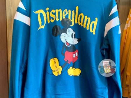 DLR - Mickey  Disneyland  Vintage Baseball Pullover (Adult) - Blue Cheap