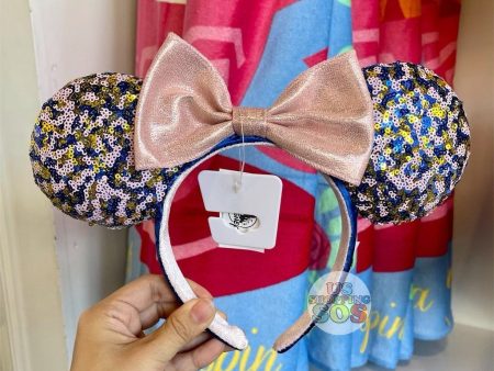 DLR - Disneyland Resort Minnie Metallic Pink Bow Sequin Ear Headband on Sale