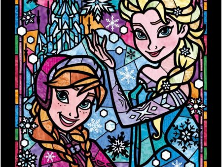 Japan Tenyo - Disney Puzzle - 266 Pieces Tight Series Stained Art - Stained Glass x Elsa & Anna For Sale