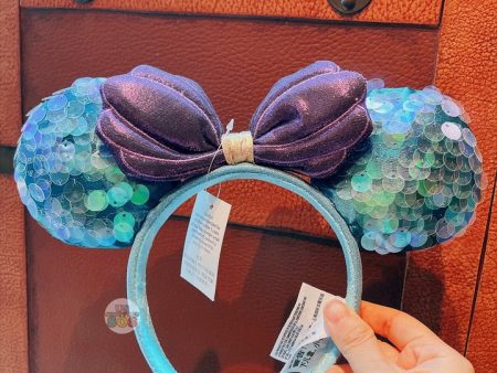 HKDL - The Little Mermaid Ariel Sequin Ear Shell Bow Headband Online Hot Sale