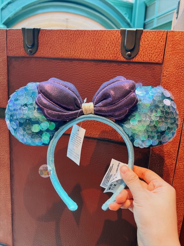 HKDL - The Little Mermaid Ariel Sequin Ear Shell Bow Headband Online Hot Sale