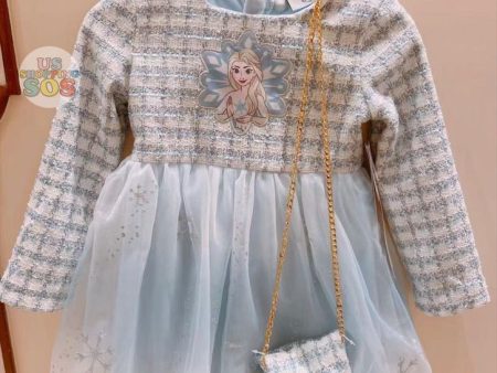 SHDL - Frozen Elsa Trendy Tweed Fashion Dress with Bag For Girls Discount