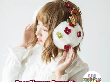 Christmas Delight - Deer Flowers Earmuffs Online now