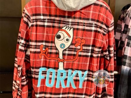 DLR - Flannel Plaid Hoodie Shirt (Adult) - Forky (Red White Black) Online Hot Sale