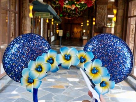 DLR Aulani - Minnie Sequin Headband with Plumeria (Wish Come True Blue 💙) For Sale