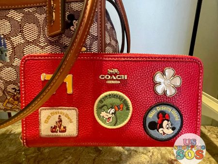 WDW - Coach Walt Disney World Accordion Zip Wallet With Patches (Red) on Sale